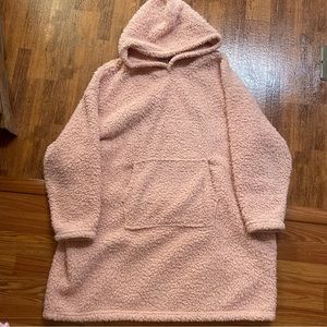 Victoria secret pink Sherpa hoodie oversized pullover fur tunic dress one size